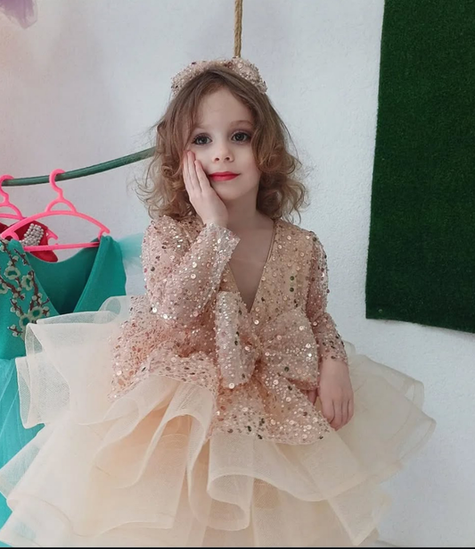 Puffy dress with headband for girlss