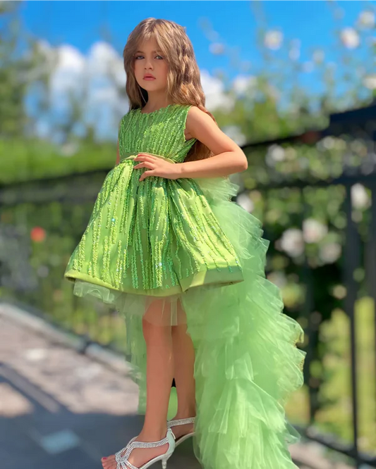 The Enchanted Green Dress with a Magical Tail