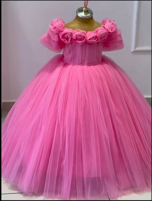 "Princess Pink Rose Ball Gown"