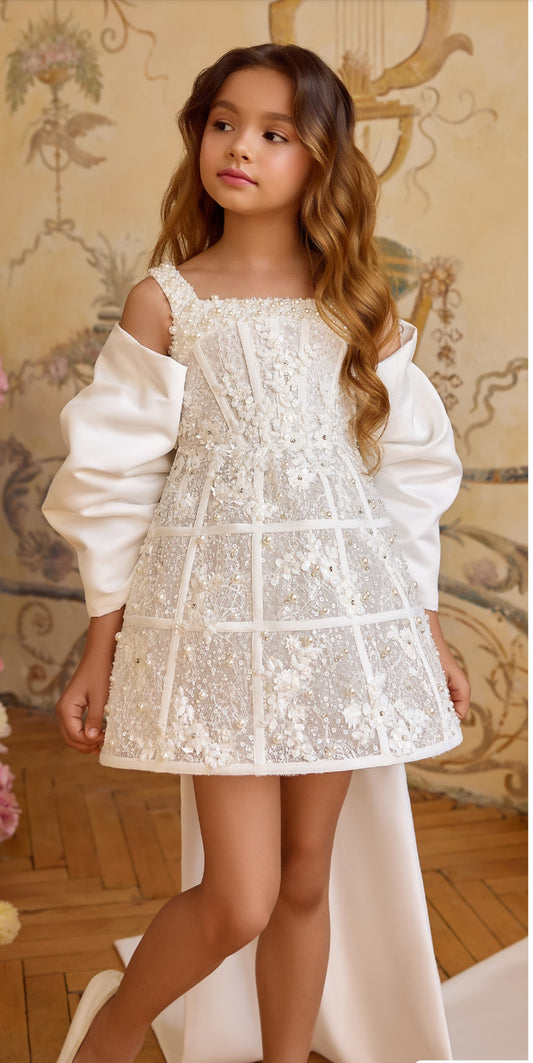 Luxury Lace Girls Dress with Bow
