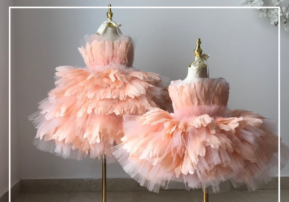 "Elegant Full Feather Dress – Glamorous & Luxurious Look" For Kidss